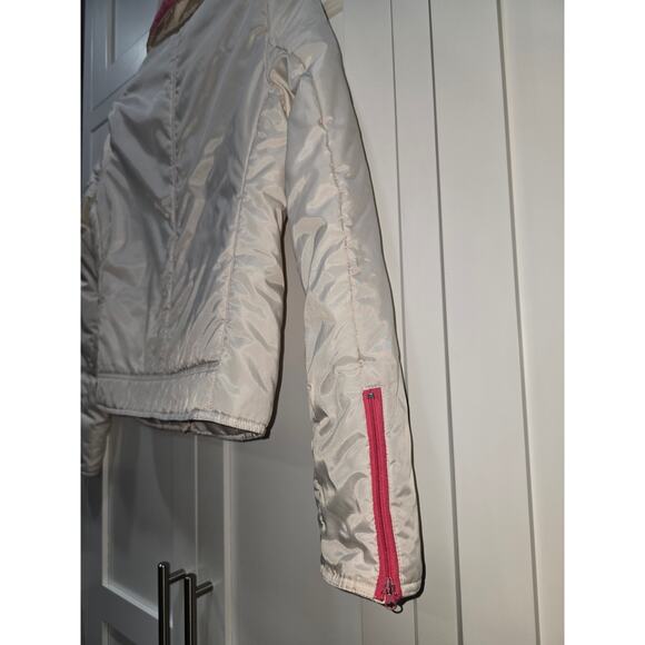 Retro White & Pink Zip Jacket – Size Small - Picture 11 of 16